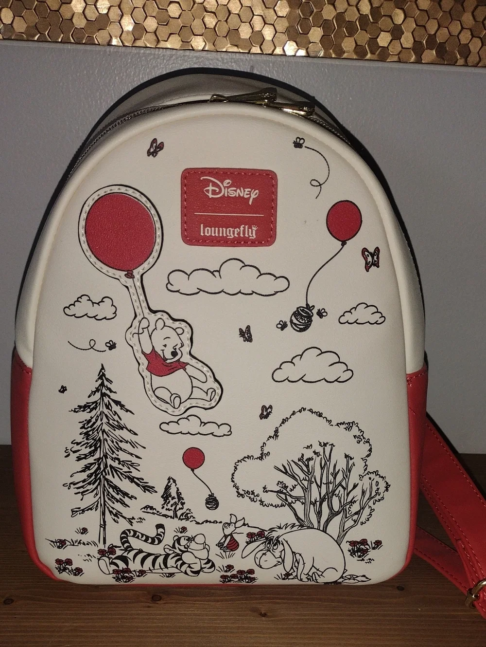 Loungefly White & Red Winnie the Pooh Balloon Mini Backpack